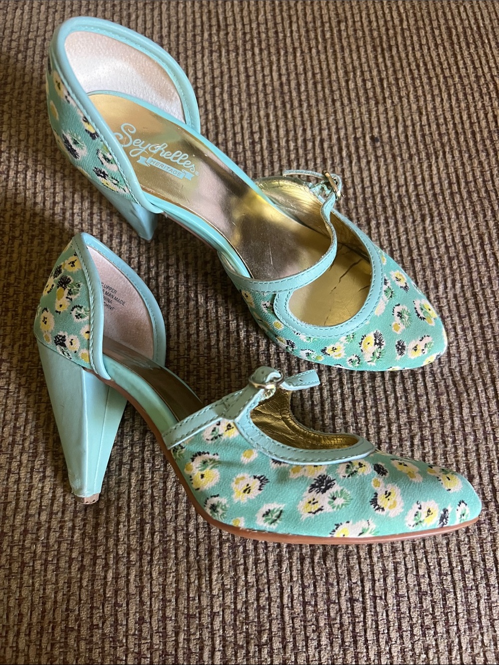 Seychelles Mint Floral Mary Jane Heels